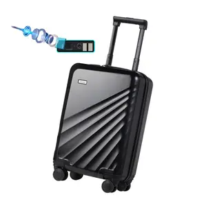 黑色旅行硬PC携带轻便行李箱TSA指纹锁拉杆箱