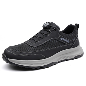 Men's Mesh Casual Sneakers, Auto-Lock Lace-Up Fashion Walking <b>Shoes</b> for Outdoor Daily - Product Image 1