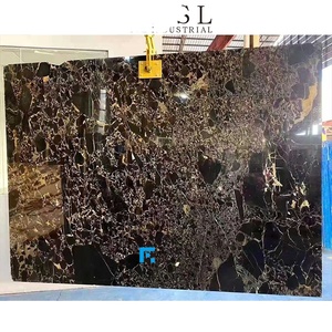 Carreaux de marbre noir de Portoro/Porto d'<span class=keywords><strong>Athènes</strong></span> avec veines dorées/dorées, revêtement mural en marbre brillant noir et or - Product Image 4