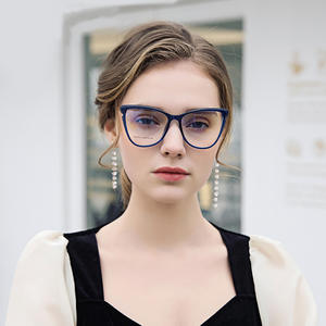 Monturas de gafas Falaier Cat Eye C4 azules con filtro de luz azul para mujer, montura completa, lentes AC, estilo europeo - Product Image 4