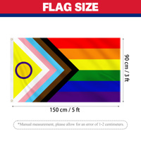 Drapeau de la fierté LGBT+ triangulaire jaune 3x5 pieds en polyester personnalisé, prêt à être expédié, vente en gros, personnalisable pour événements nationaux