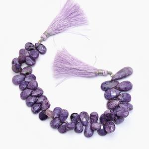 Perles de charoïte AAA+ 8x14mm-10x18mm facettées en forme de poire, pierres semi-précieuses naturelles de charoïte violette, perles en vrac pour bijoux - Product Image 4