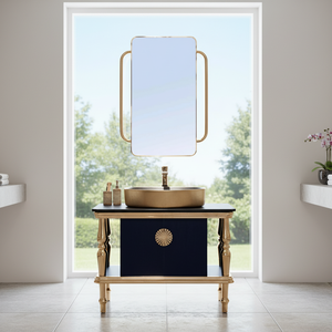 Modern <strong>Rustic</strong> Eco-Friendly Bathroom Vanity LED Mirror Ceramic Basin Gold Plated Stainless Steel <strong>Cabinet</strong> 2-Year Warranty 29-31 - Product Image 1