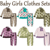 Ensembles de Vêtements pour Filles en Gros, Personnalisés, Imprimés Floraux Hawaïens, Automne, Pulls Décontractés pour Bébé + Pantalons de Jogging, Tenues 2 Pièces