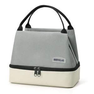 Bolsa de Almuerzo de Tela Oxford Aislada de Doble Capa con Cierre de Cremallera, Gran Capacidad, Resistente al Agua, Separación para Frío y Calor, para la Escuela y el Trabajo - Product Image 3