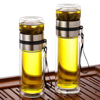 Bouteille d'eau en verre borosilicate incassable de 450 ml/350 ml, design européen, motif personnalisé, avec infuseur à thé et filtre – Vente en gros