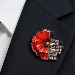 Broche de Amapola Roja Brillante, Pin de Solapa de Aleación para Conmemoración, Joyería de Moda para Hombres y Mujeres, Primavera 2026 - Product Image 2