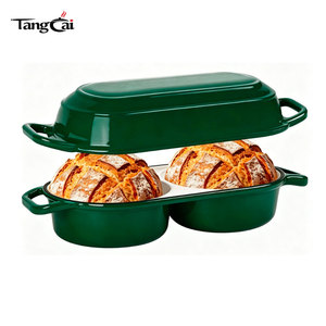 2026 Nuevo Diseño Mini Molde para Pan de Hierro Fundido Esmaltado con Tapa - Hornea <span class=keywords><strong>Dos</strong></span> <span class=keywords><strong>Panes</strong></span> Diferentes a la Vez - Product Image 5