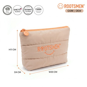 <b>Quilted</b> Polyester Flat-Mouthed Compact Fashion Cosmetic Clutch <b>Bag</b> Zipper Closure Reversible Design Washable Customizable Logo - Product Image 1