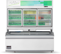 Vitrine réfrigérée combinée pour supermarché commercial, refroidissement par air, congélateur, refroidisseur avec 3 portes, dégivrage automatique, vitre