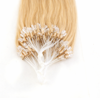 Extensions de cheveux naturels blonds à micro-anneaux, cheveux humains lisses, double épaisseur, vente en gros