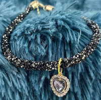 Collier pour animaux de compagnie en cristal scintillant de luxe avec breloque en forme de cœur, bijoux élégants pour chien et chat, accessoire de cou réglable et scintillant