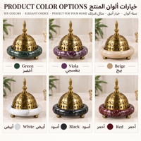 Brûleur à Bakhoor en marbre doré de luxe, style arabe, porte-encens multicolores et tailles variées, décoration de table pour la maison et le bureau, cadeau pour le Ramadan et l'Aïd