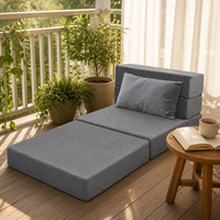 Surmatelas convertible pliable en trois parties pour adultes, mousse haute densité, housse en lin amovible, design pliable, pour chambre à coucher et école