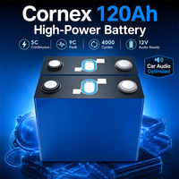 Cornex 120Ah 3.2V Yüksek Güçlü LiFePO4 Pil Hücresi 5C Sürekli 9C Tepe Değeri 4000 Döngülü Araç Ses Bas Amfi Sistemi için A Sınıfı