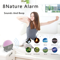 Réveil numérique à LED, sons naturels, lumière, pour enfants, pour le sommeil, moniteur, 7 couleurs