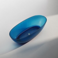 Baignoire ovale autoportante en résine transparente de style européen MT4010 avec fonction de trempage et drain intégré pour salle de bain d'hôtel de luxe