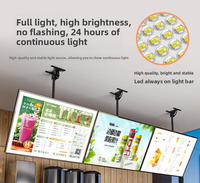 Cadre d'affichage LED ultra-mince pour menu mural OEM, en verre trempé, rétroéclairé, pour restaurant