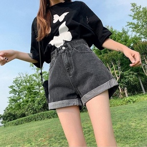 Shorts in denim da donna estivi a vita alta, in cotone blu, a gamba larga, mini <span class=keywords><strong>pantaloncini</strong></span> da ragazza/studentessa, stile coreano, alla moda - Product Image 3