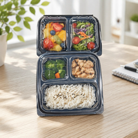 Boîtes à lunch à compartiments bicolores, contenants à emporter, emballages pour repas quotidiens, contenants pour la préparation des repas de fête avec couvercles