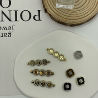 Kancing Logam Dekoratif Multiwarna Emas Perak Gunmetal Berlapis Rhinestone Desain Bunga dan Angka Untuk Dekorasi Pakaian