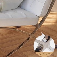 Fauteuil Barcelona : Fauteuil lounge individuel pour salon, design minimaliste en cuir ou en tissu, avec accoudoirs en métal