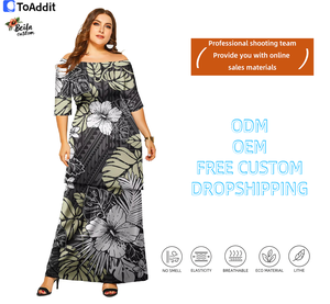 Polynesian Vintage Tapa Diseño tribal Tamaño grande Mujeres <span class=keywords><strong>Dos</strong></span> piezas Puletasi Conjuntos Vestido - Product Image 3