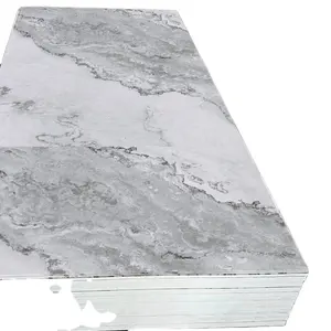 Hoja de mármol de PVC de mármol artificial de alto brillo con revestimiento UV para decoración de paredes interiores soporte personalizado