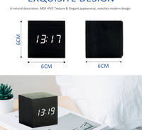 Reloj Despertador Digital EMAF Cube de Escritorio, de Madera, con LED, Función de Trabajo, Portátil, con Temperatura, para Niños