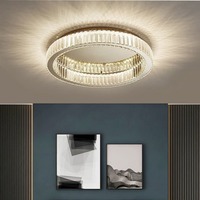 Lampe de plafond ronde moderne et simple en cristal, éclairage de décoration intérieure pour salon, bureau et chambre à coucher, style italien doré de luxe.