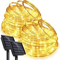 Nouvelles guirlandes lumineuses solaires LED de Noël pour l'extérieur, étanches IP65, avec télécommande, tubes lumineux en fil de cuivre pour la décoration de la cour