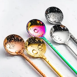 Custom Minimalist Design Stainless Steel 304 Round Tea Coffee Ice Cream Spoon For Giveaways