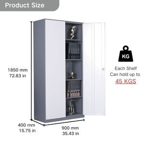 Guangzhou Ex-Stock Steel <span class=keywords><strong>Filing</strong></span> Storage <span class=keywords><strong>Cabinet</strong></span> Large Lockable 2 Swing Doors <span class=keywords><strong>4</strong></span> camadas ajustáveis para Home Office - Product Image 2