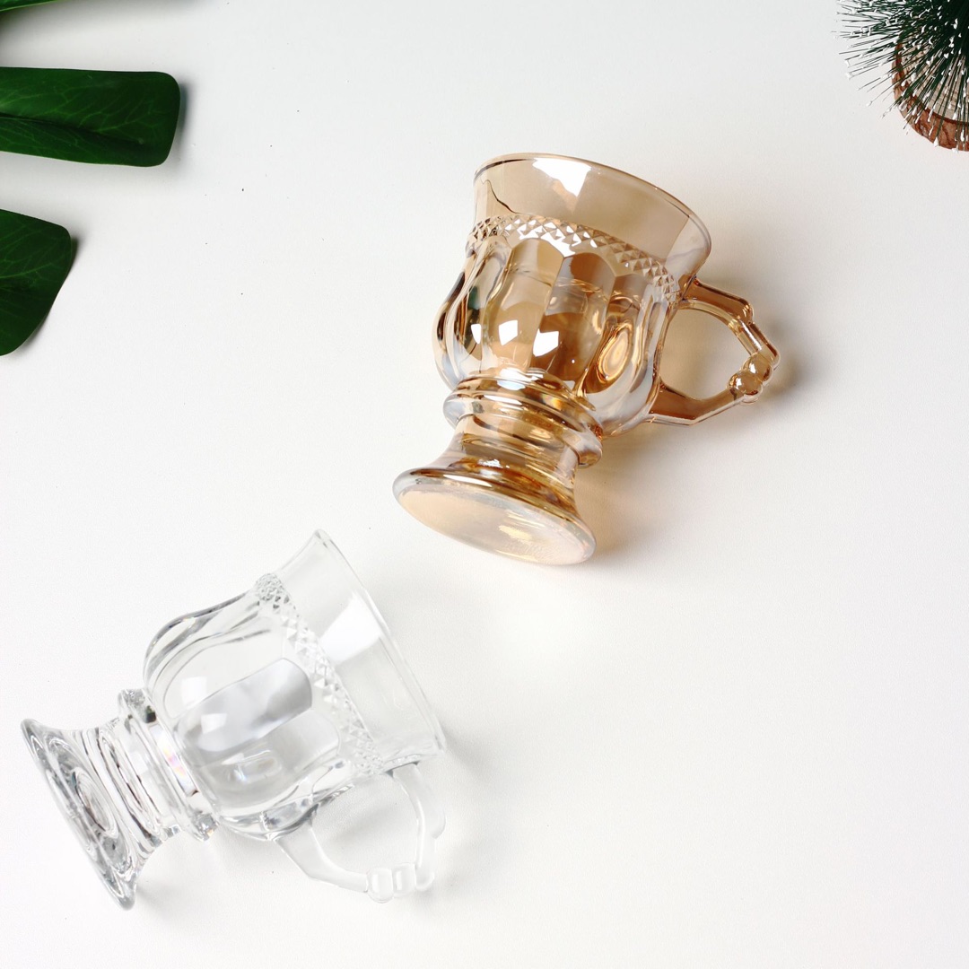 Water tea  household amber glass cup with handle wine cup ice cream glass cup