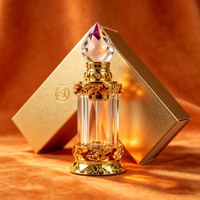 Flacon vide de 3 ml pour Attar Arabe, en verre transparent décoratif, pour huile d'Oud ou huile essentielle, avec boîte d'emballage dorée