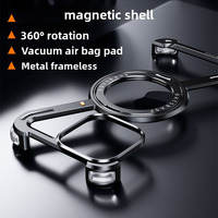 Étui de téléphone en métal creux avec support magnétique rotatif pour iPhone 15 Pro Max, coque Z sans bordure, antichoc, résistant aux chutes