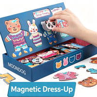 Magnetisches Anziehpuppen-Spielzeug für Kinder mit Tiermotiven und Wechselkleidung, Holz-Lernspielset für Kleinkinder, Reisespiel