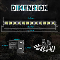 Barre lumineuse LED en aluminium de 30 pouces pour SUV tout-terrain avec faisceau de câblage automobile inclus