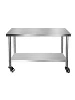 Plan de travail portable en acier inoxydable 201, plan de travail épaissi, étagère à micro-ondes à deux niveaux, table de découpe à trois niveaux, roulettes, utilisation en cuisine