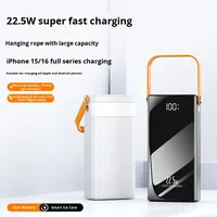 Batterie externe ultra-grande capacité 60000mAh, charge super rapide 22.5W, technologie GaN, mini lampe torche USB LED, cordon en plastique, utilisation en extérieur