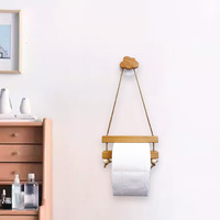 Massivholz-Toiletten papierrollen halter mit Tissue Box Punch-Free Badezimmer-Lager regal Praktische stanz freie Installation