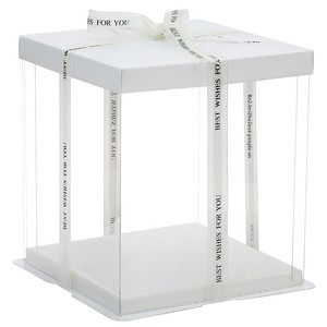 Caja Cuadrada Transparente Blanca para Pastel <span class=keywords><strong>de</strong></span> <span class=keywords><strong>Cumpleaños</strong></span> <span class=keywords><strong>de</strong></span> 6-14 Pulgadas, Simple/Doble/Tríplice, con Estampado en Caliente - Product Image 5