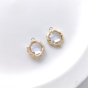 Ciondolo per Collana Fai-da-Te con Placcatura in Oro 14K e Incastonatura di Zirconi, Forma Ovale Rettangolare Irregolare, Colore Fagiolo per Innamorati Z - Product Image 6