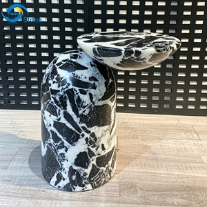 Modern Panda White <strong>Black</strong> Marble <strong>Side</strong> <strong>Table</strong> Luxury Living Room Sofa <strong>Side</strong> <strong>Tables</strong> Narrow Small <strong>Round</strong> Coffee <strong>Table</strong> - Product Image 2