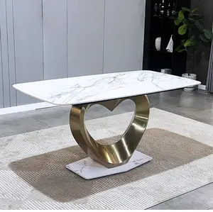 Italiaanse Rotsplaat Massief Houten Westerse Tafel En Stoel Combinatie Licht Moderne Eenvoudige Huis Rechthoekige Eettafel