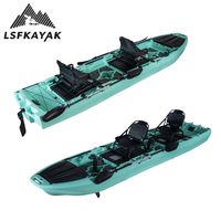Kayak de Pesca Modular LSF de 4.45m para 2 Personas con Función de Deriva, Construcción Estable y Duradera de HDPE para Uso en el Mar y al Aire Libre