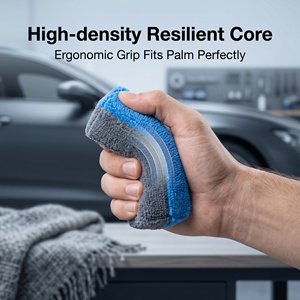 Éponge applicatrice de cire <span class=keywords><strong>pour</strong></span> voiture en microfibre HM-P010, applicateur double face doux sans rayures <span class=keywords><strong>pour</strong></span> le detailing automobile, le cirage - Product Image 4