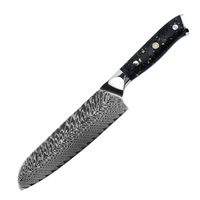 Couteau Santoku de cuisine japonais en acier damassé avec manche en résine VG10 tranchant et durable