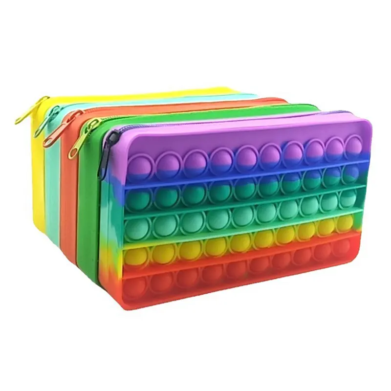 Fidget pen storage push bubble bags school kids rainbow pop box astuccio per matite popit simpatico astuccio in silicone fidget