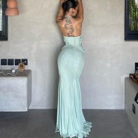 Femmes Vintage Floral Solide Imprimer Maxi Plage Robes Élégant Halter Parties En Gros Numérique Naturel Plissé Techniques